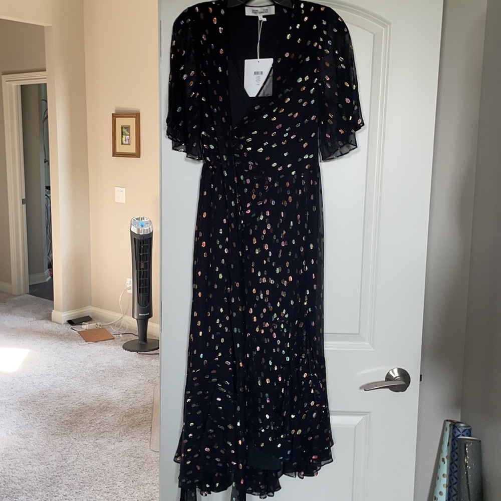 LAST CALL! DVF Berdina metallic wrap dress
